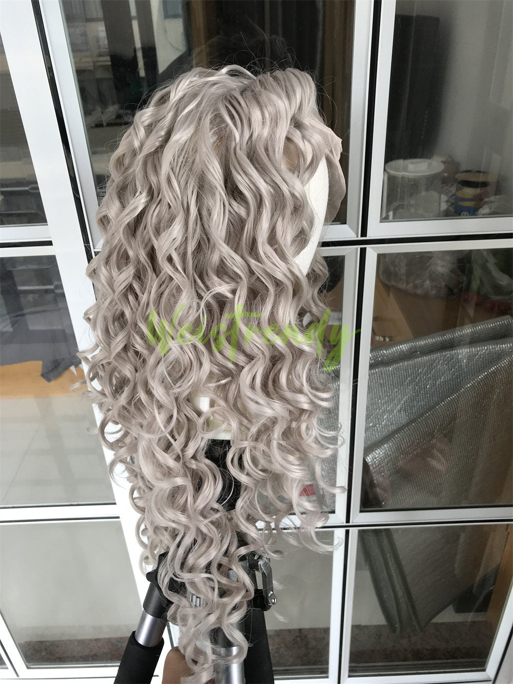 Ash Blonde Long Ring Curls Wigs Premium Synthetic Fibre Heat Safe Glueless Lace Frontal Wig