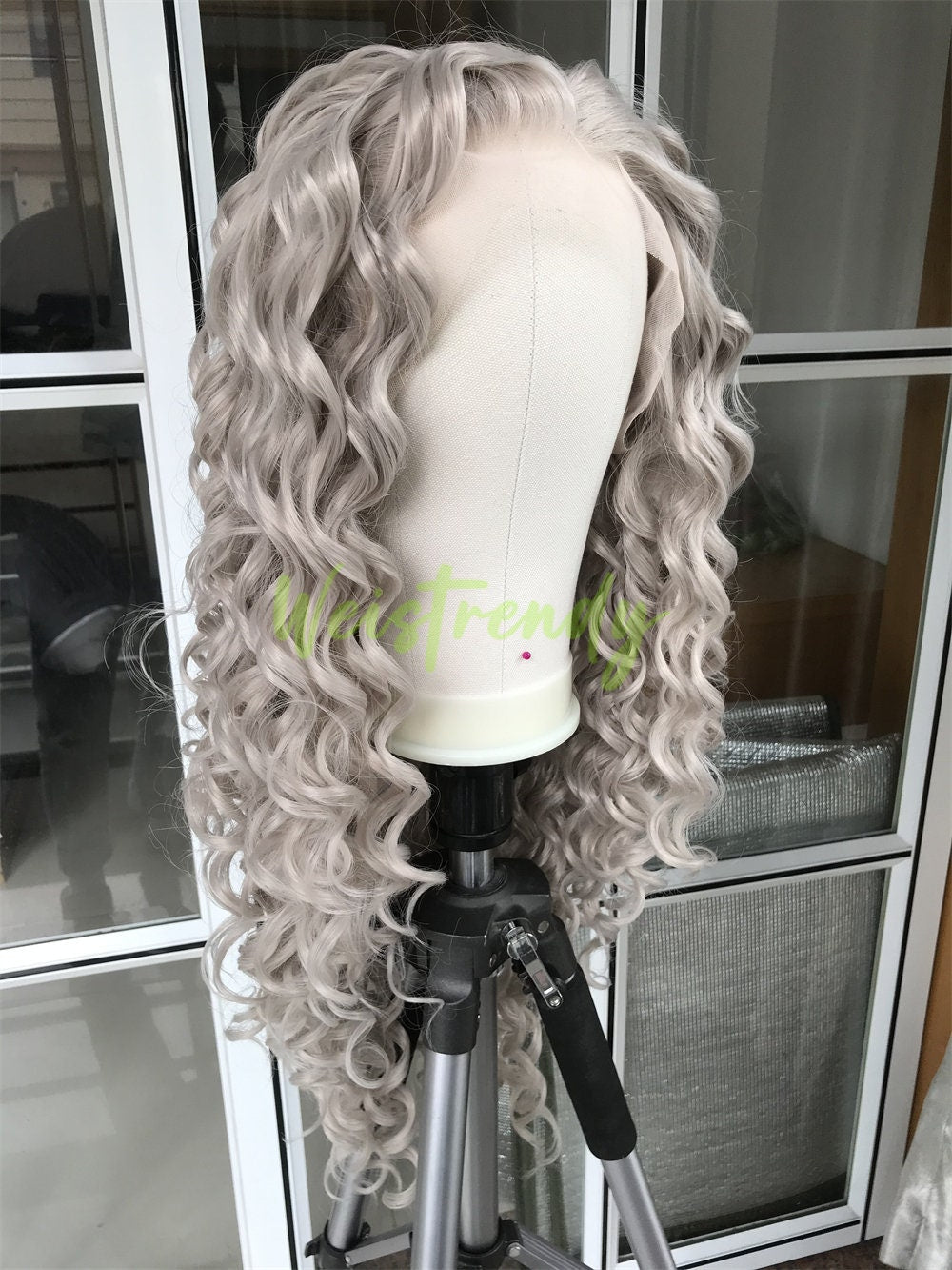 Ash Blonde Long Ring Curls Wigs Premium Synthetic Fibre Heat Safe Glueless Lace Frontal Wig