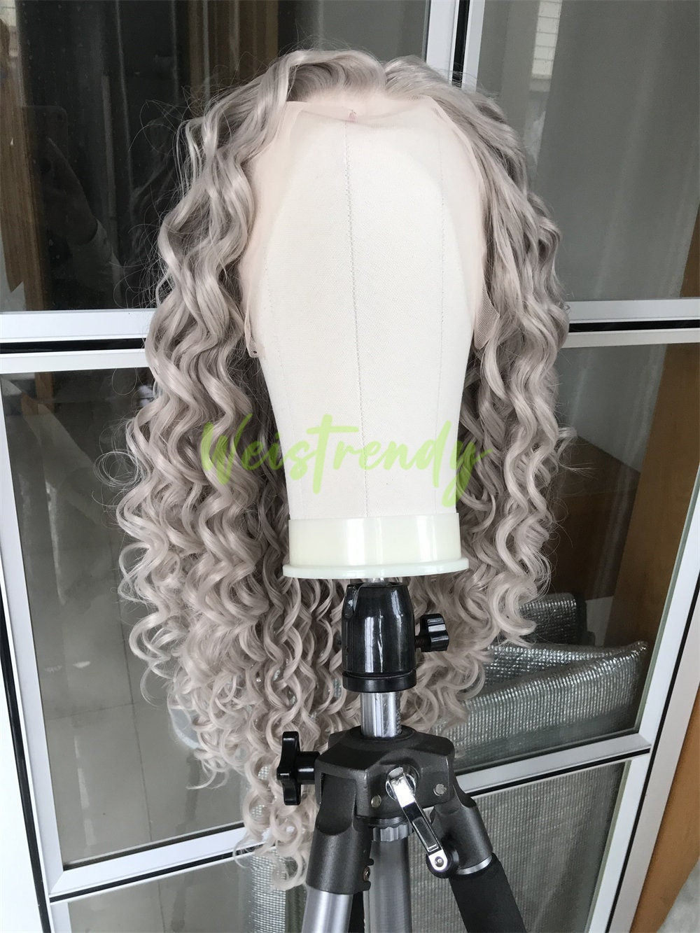 Ash Blonde Long Ring Curls Wigs Premium Synthetic Fibre Heat Safe Glueless Lace Frontal Wig