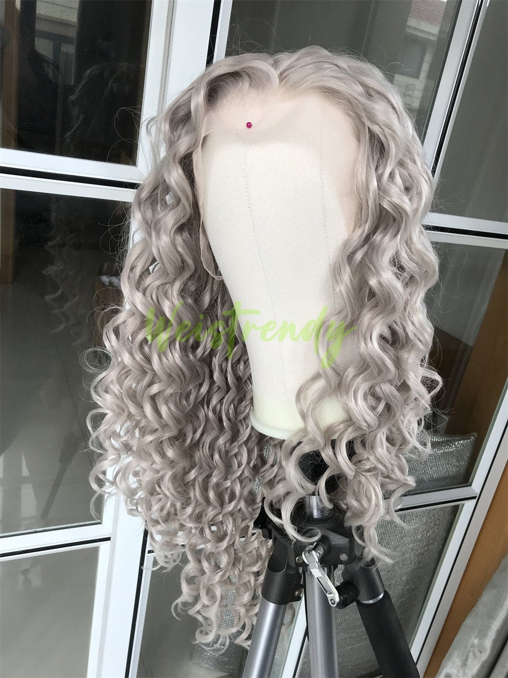 Ash Blonde Long Ring Curls Wigs Premium Synthetic Fibre Heat Safe Glueless Lace Frontal Wig