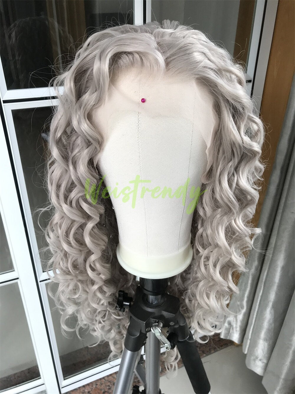 Ash Blonde Long Ring Curls Wigs Premium Synthetic Fibre Heat Safe Glueless Lace Frontal Wig