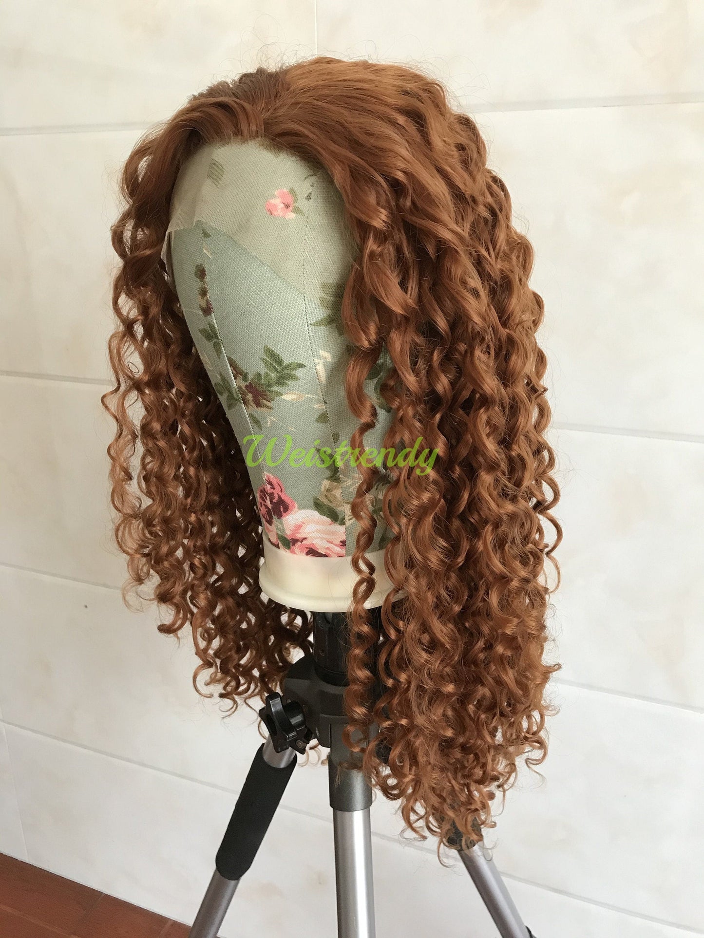 Copper Brown Long Afro Curls Wigs Premium Synthetic Fibre Heat Safe Glueless Lace Frontal Wig