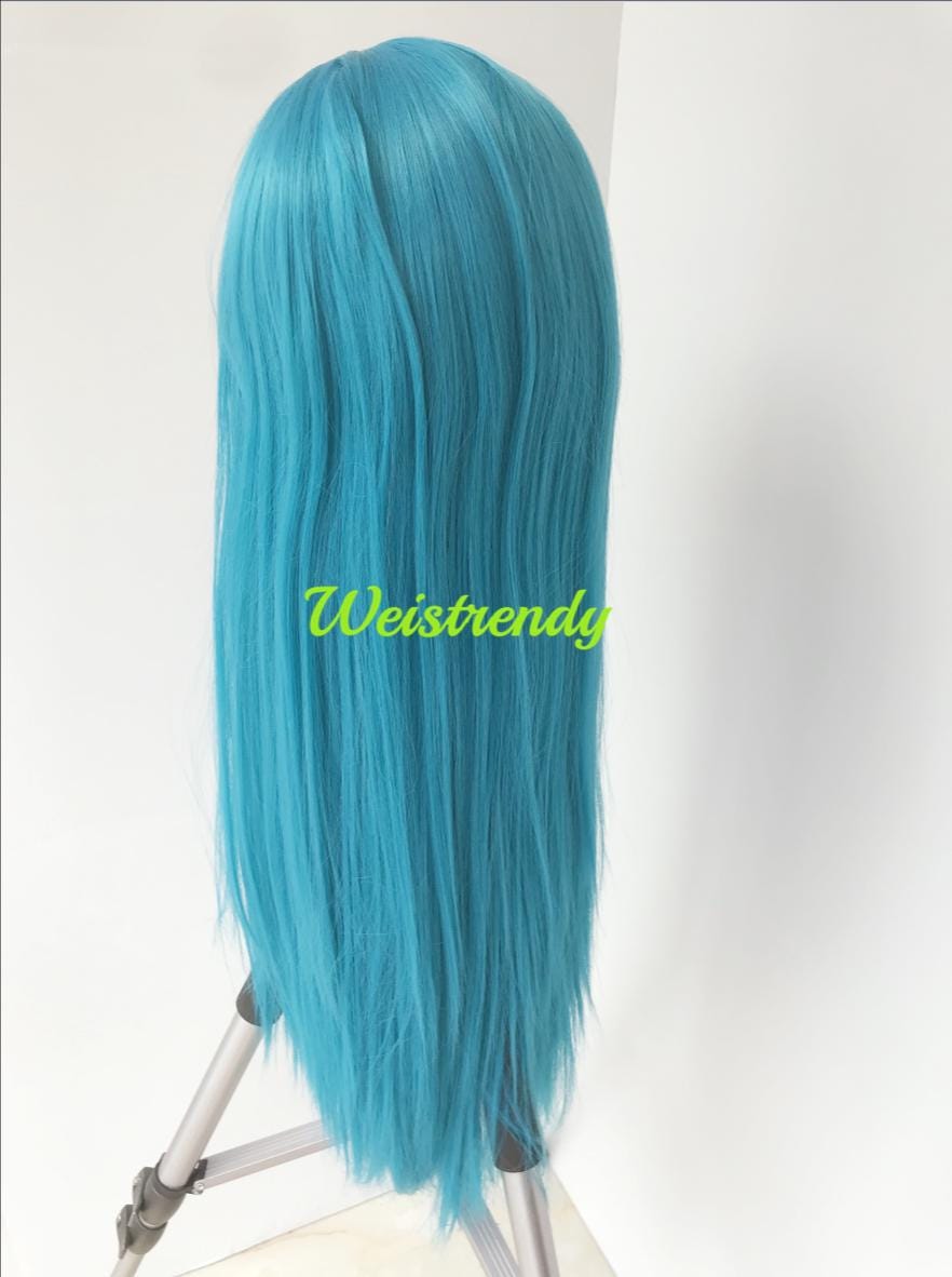 Green Blue | Mermaid Blue Long Straight Hair Premium Synthetic Lace Front Wig with Natural Hairline