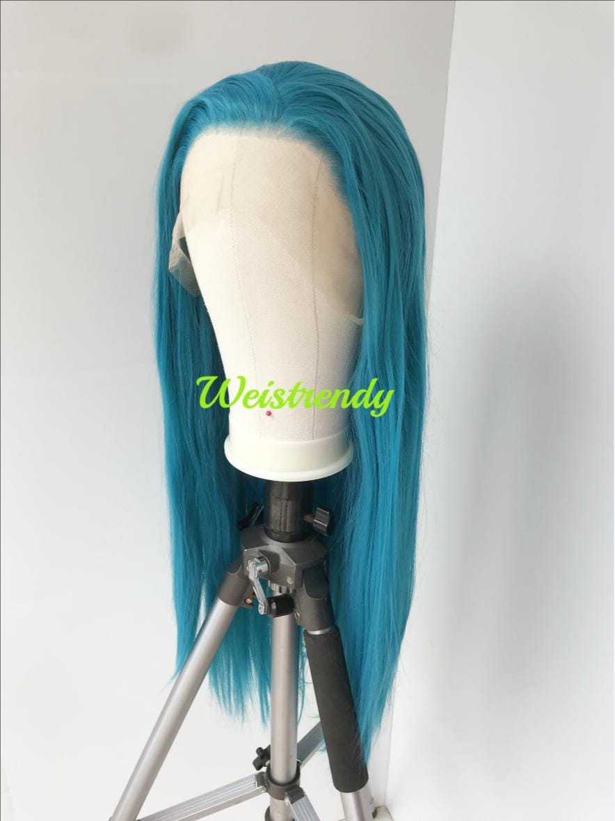 Green Blue | Mermaid Blue Long Straight Hair Premium Synthetic Lace Front Wig with Natural Hairline