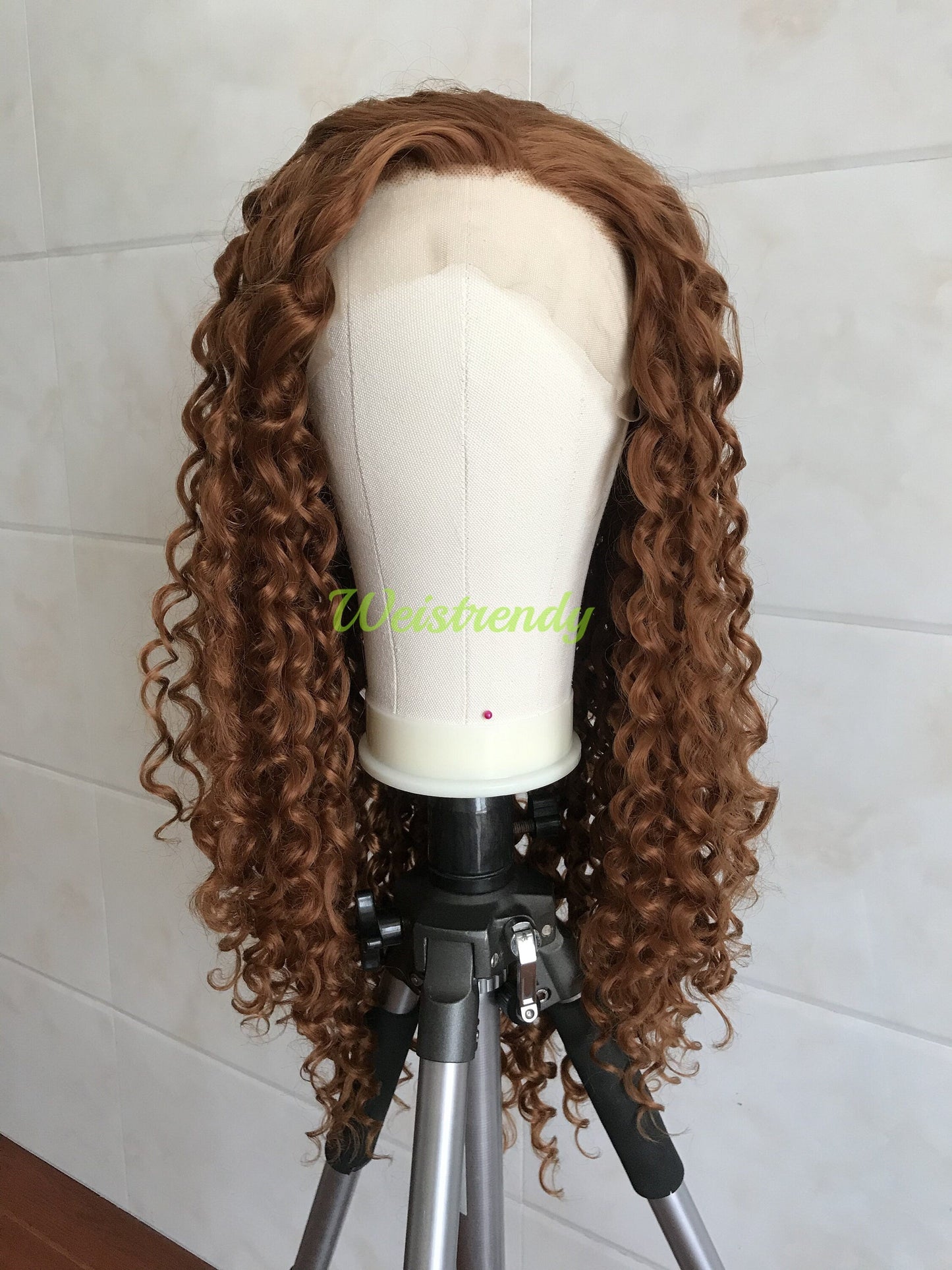 Copper Brown Long Afro Curls Wigs Premium Synthetic Fibre Heat Safe Glueless Lace Frontal Wig