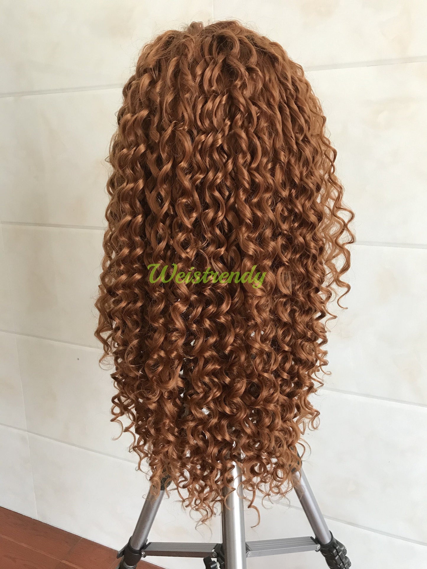 Copper Brown Long Afro Curls Wigs Premium Synthetic Fibre Heat Safe Glueless Lace Frontal Wig