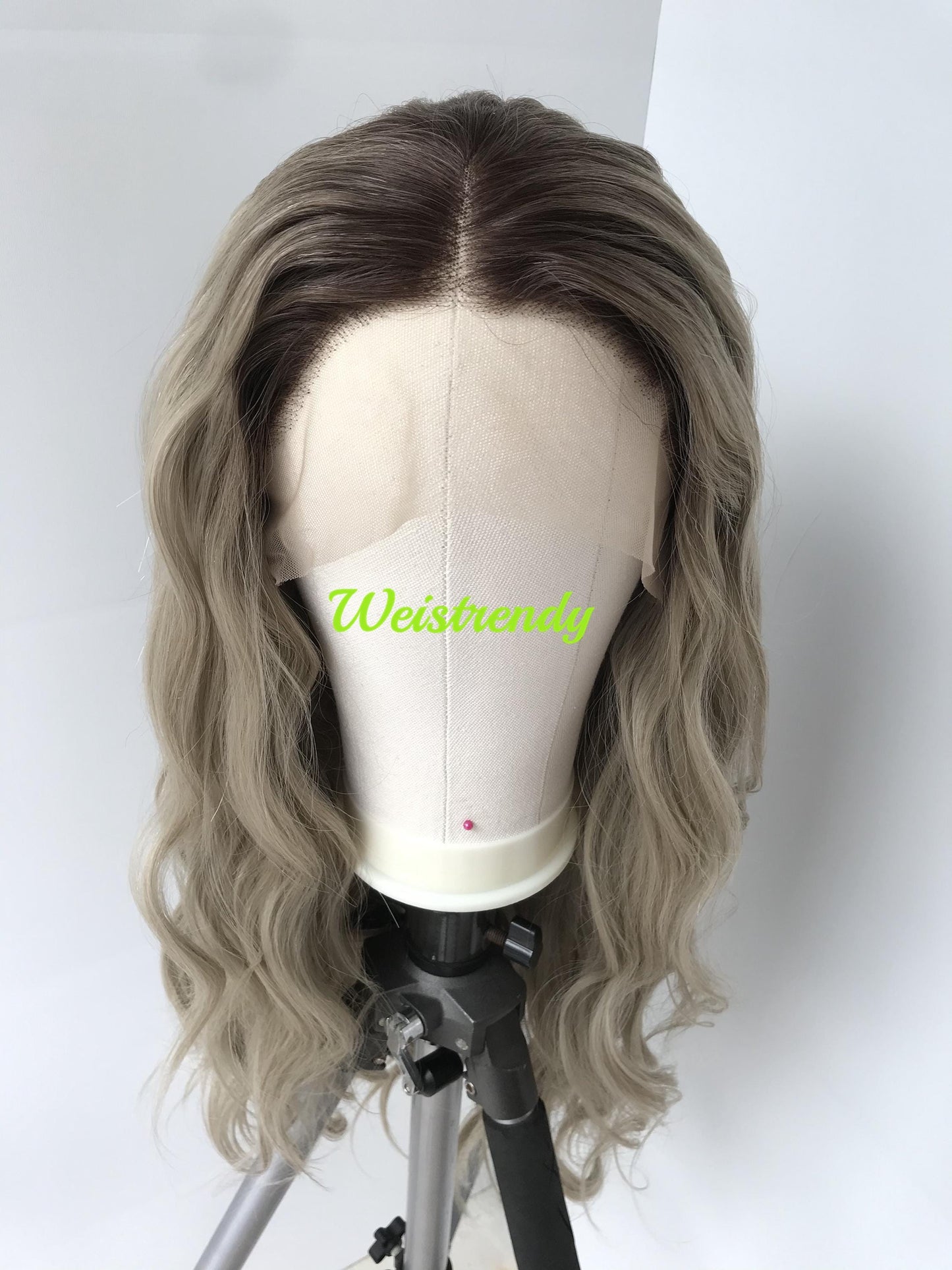 28in Realistic Rooted Ash Blonde | Light Blonde Long Wavy Hair Premium Synthetic Lace Front Wig Heat Friendly