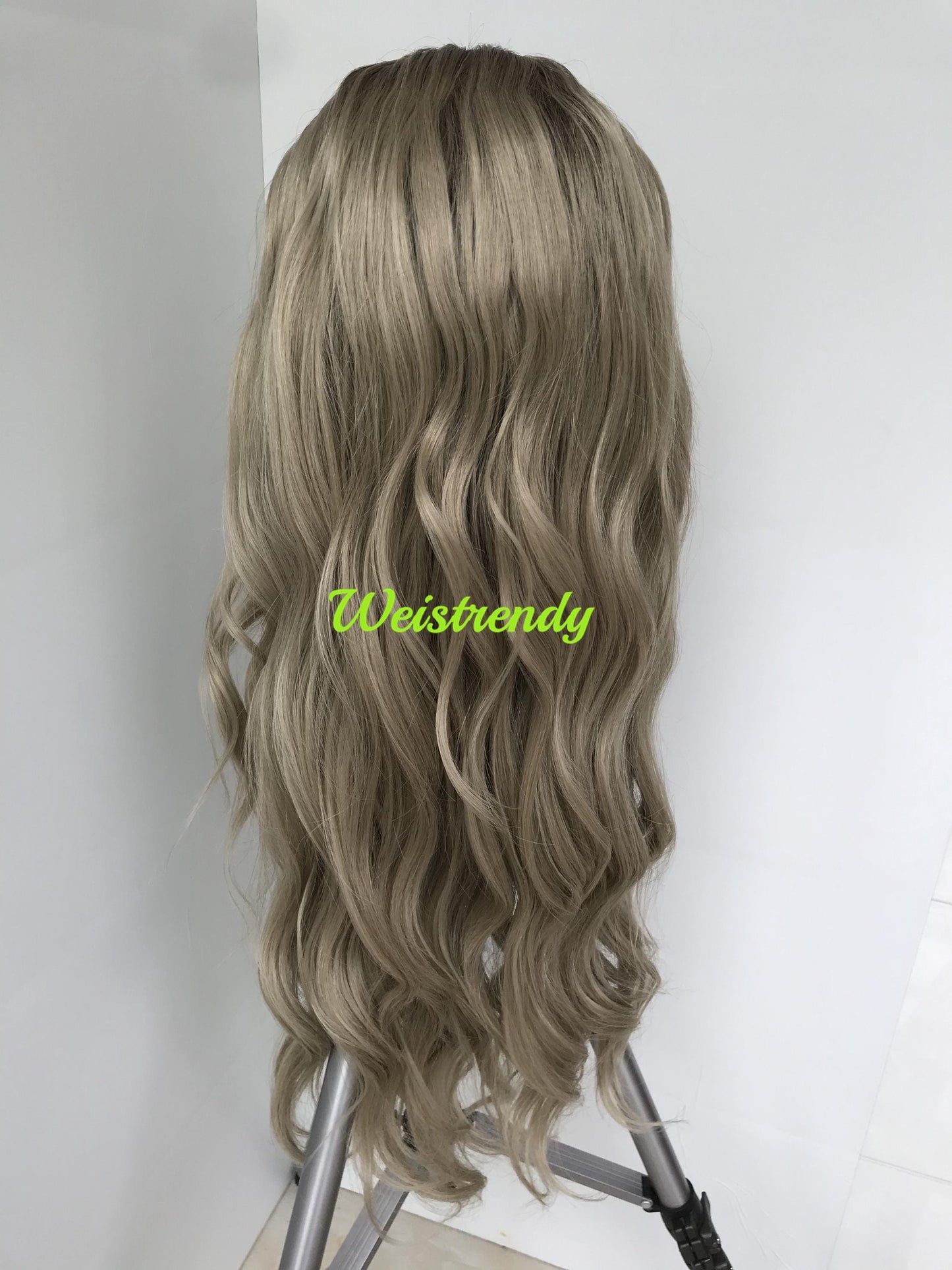 28in Realistic Rooted Ash Blonde | Light Blonde Long Wavy Hair Premium Synthetic Lace Front Wig Heat Friendly