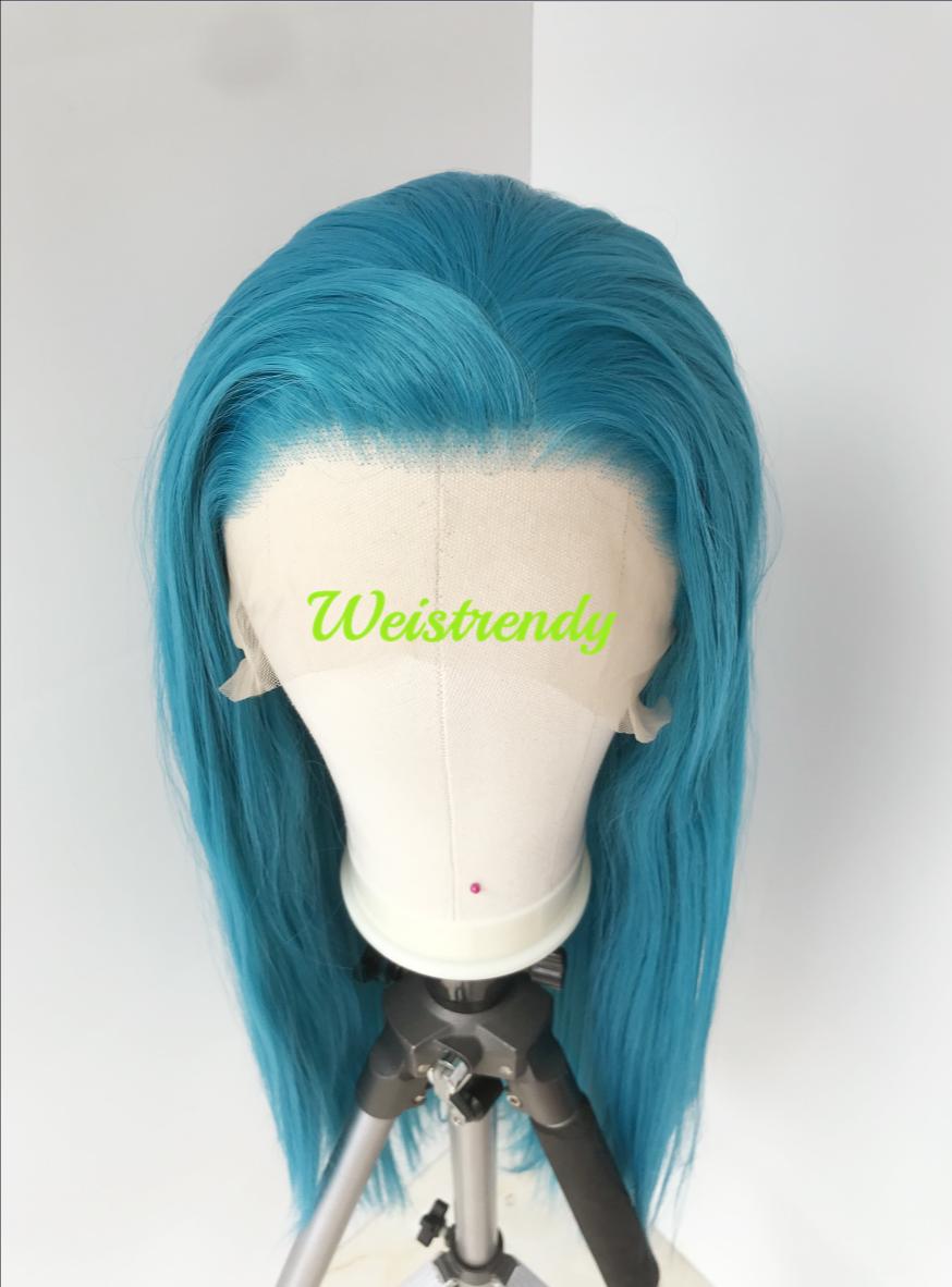 Green Blue | Mermaid Blue Long Straight Hair Premium Synthetic Lace Front Wig with Natural Hairline