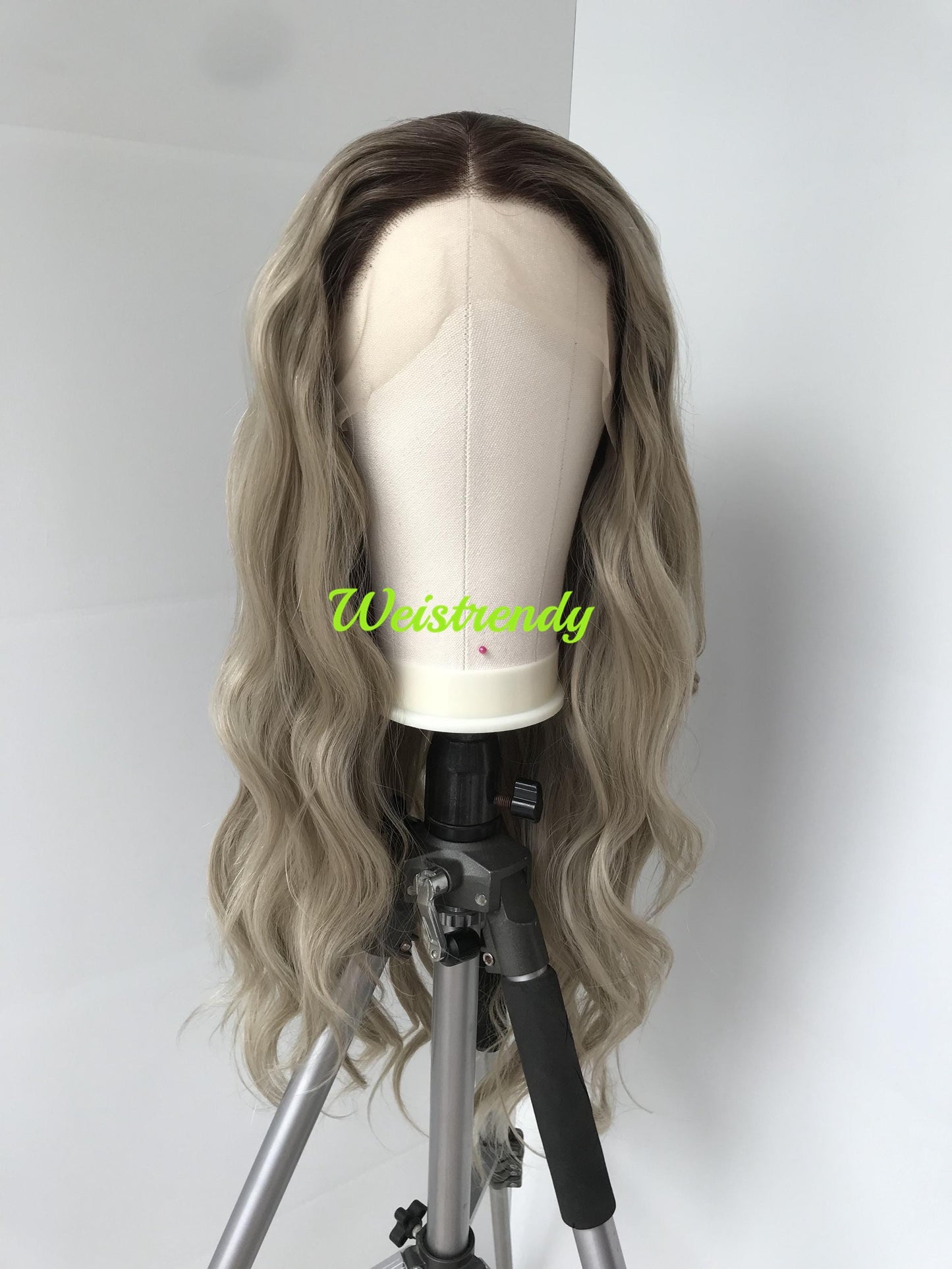 28in Realistic Rooted Ash Blonde | Light Blonde Long Wavy Hair Premium Synthetic Lace Front Wig Heat Friendly
