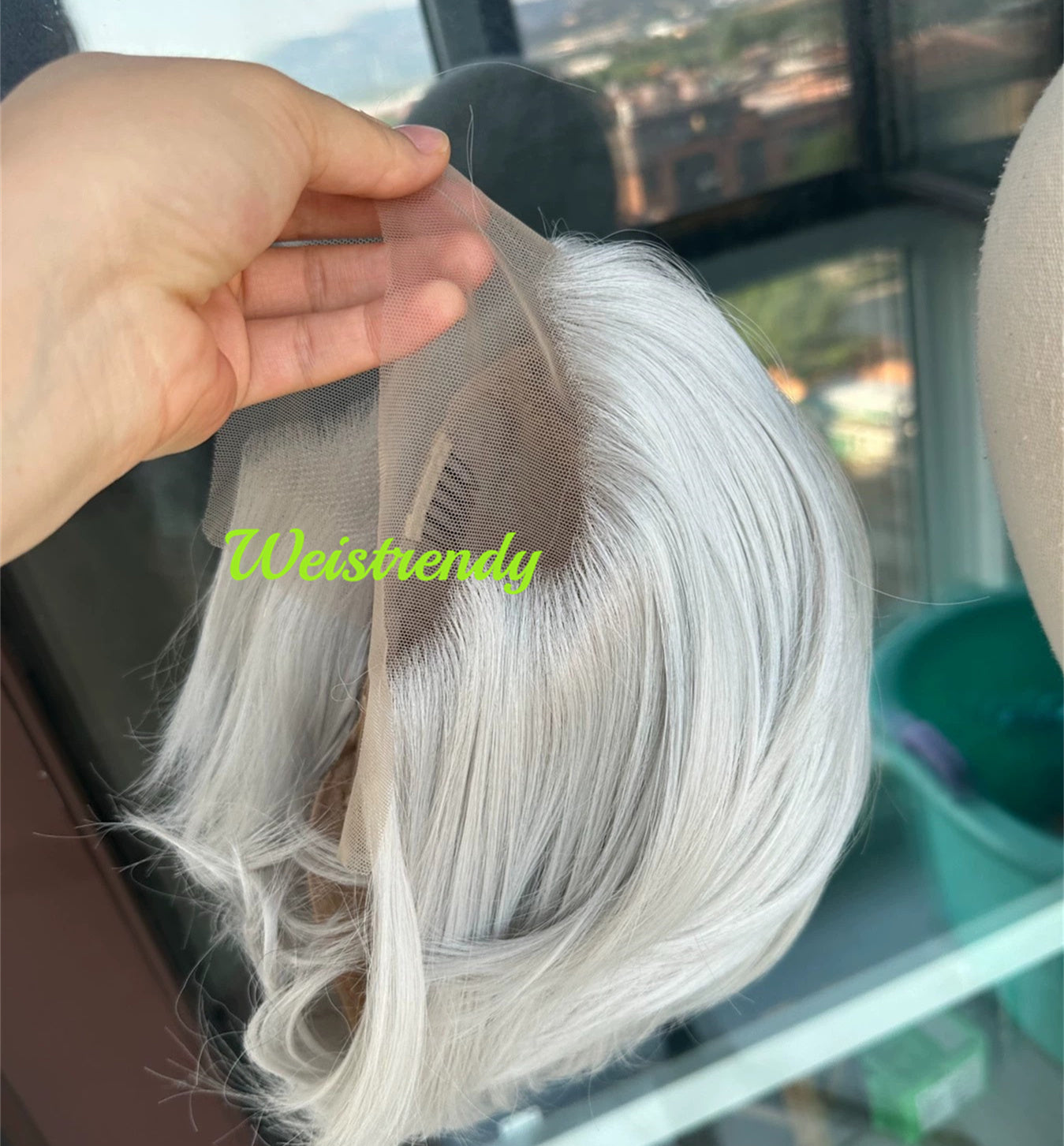 Lace Frontal Hand-tied Silver Grey Pixie Cut Cuticles Synthetic Lace Wig