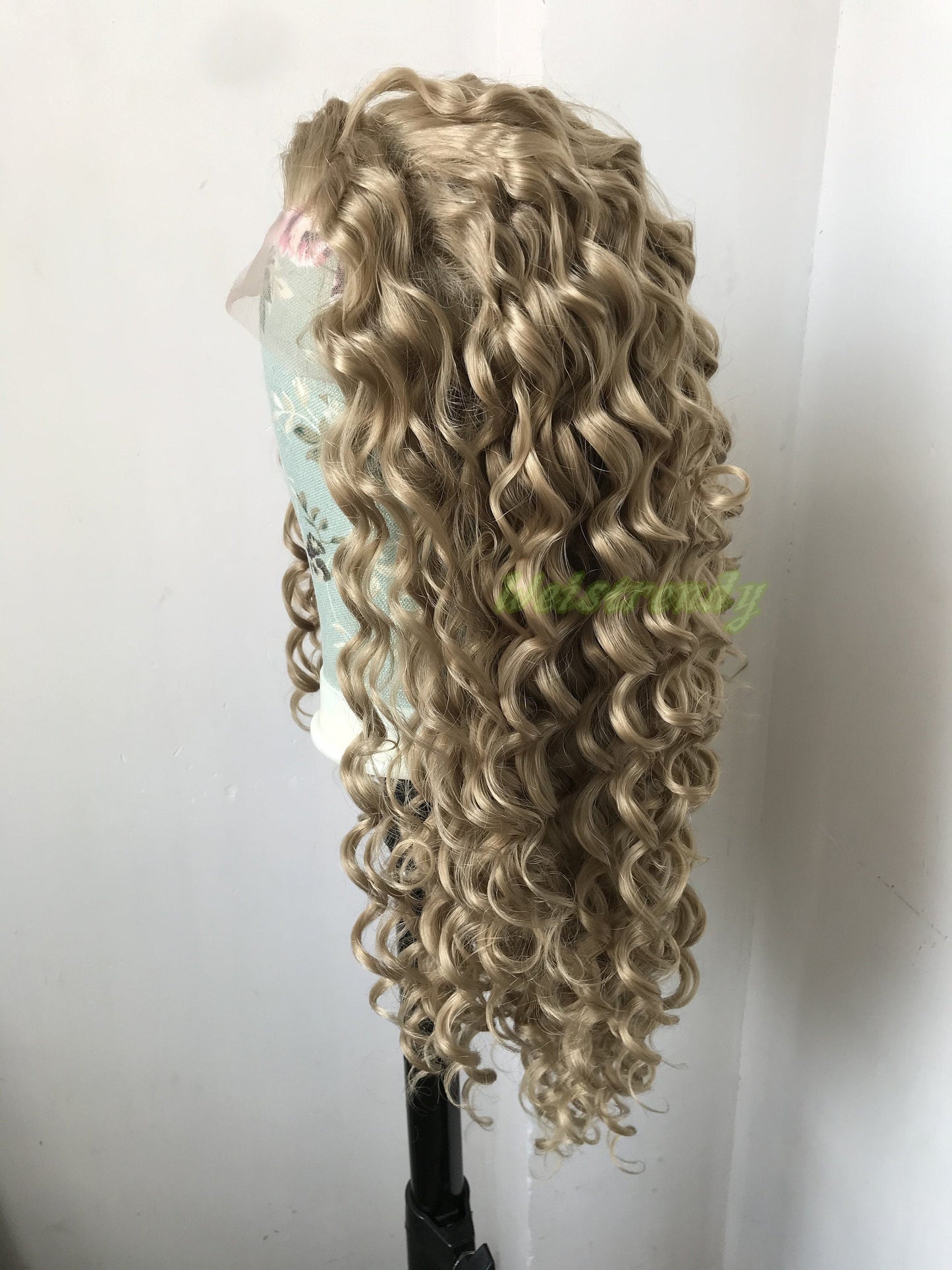 Blonde Long Ring Curls Hair Premium Synthetic Fibre Heat Safe Glueless Lace Frontal Wig