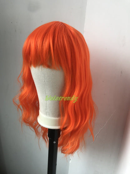 Moxie - 18'' Brilliant Orange Curly Wavy synthetic mullet hair COSPLAY Party Fun COSTUME Wig