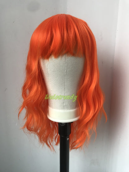 Moxie - 18'' Brilliant Orange Curly Wavy synthetic mullet hair COSPLAY Party Fun COSTUME Wig