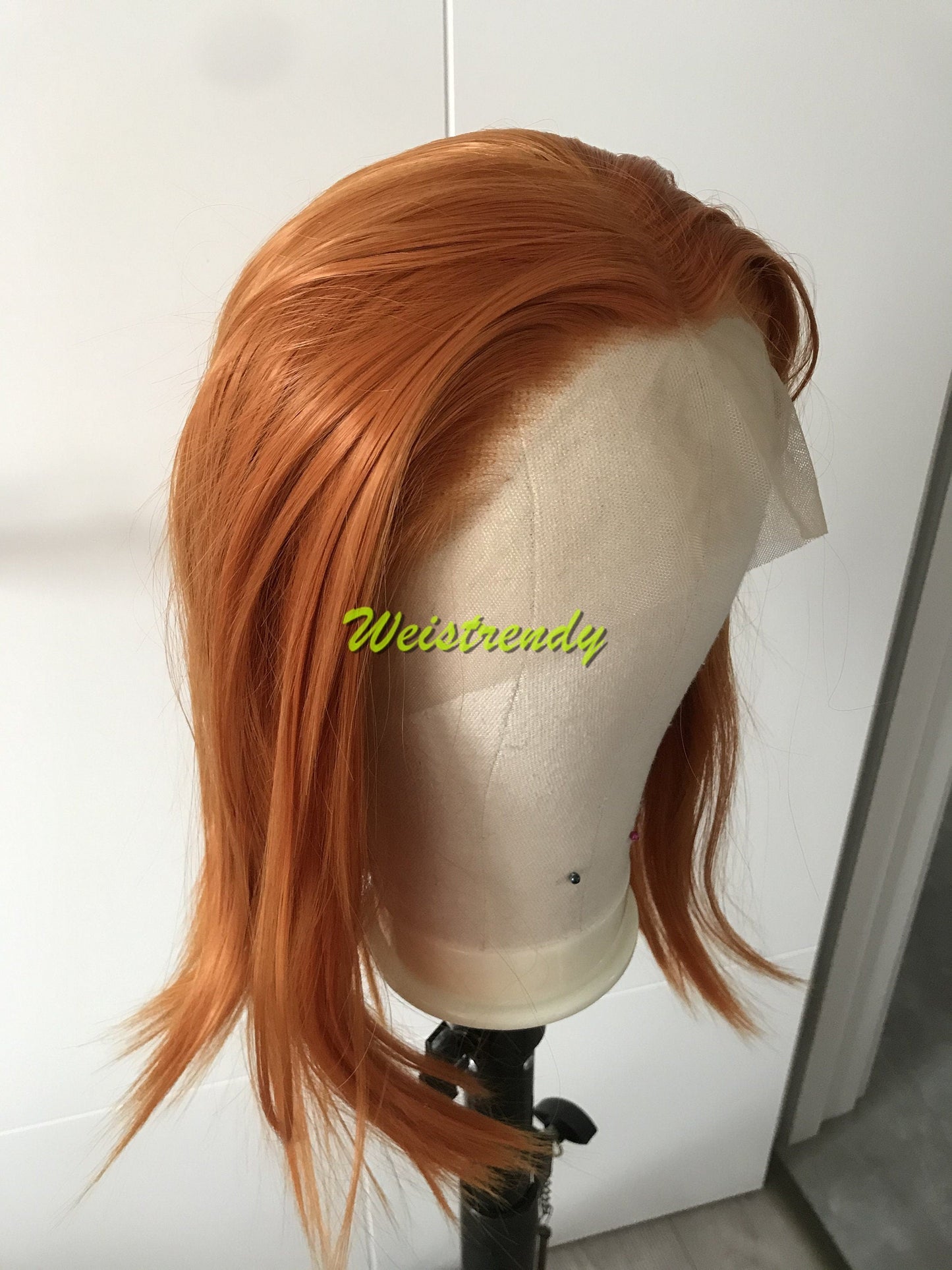 Ginger | Orange Short Silky Straight Bob Hair Premium Synthetic Lace Frontal Wig Heat Safe