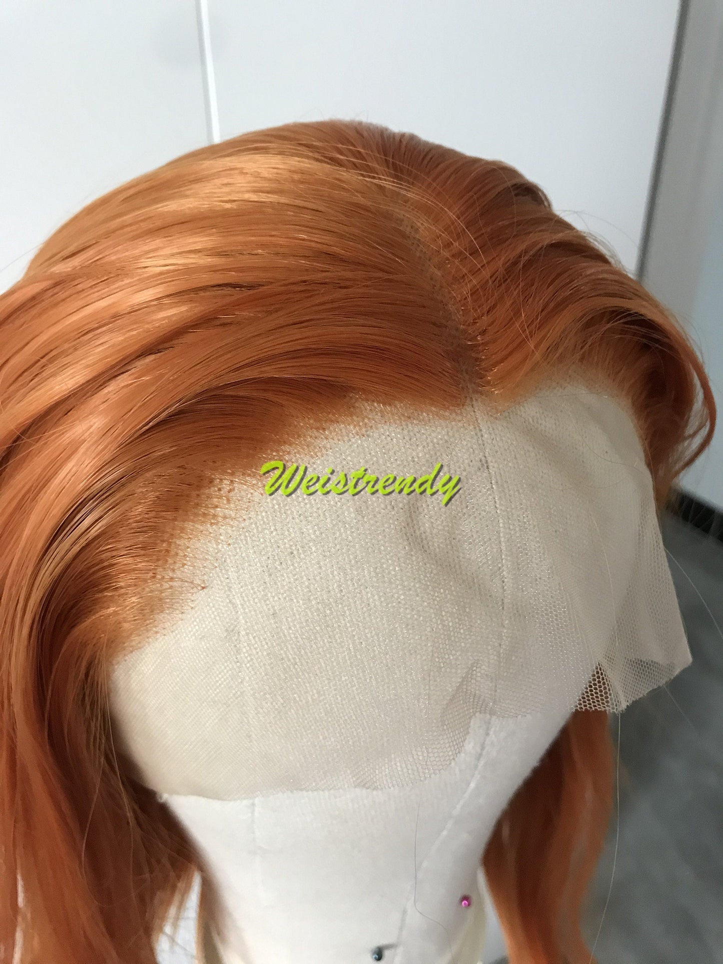 Ginger | Orange Short Silky Straight Bob Hair Premium Synthetic Lace Frontal Wig Heat Safe