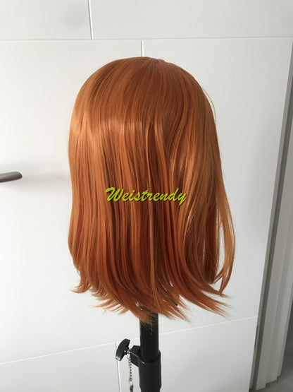 Ginger | Orange Short Silky Straight Bob Hair Premium Synthetic Lace Frontal Wig Heat Safe