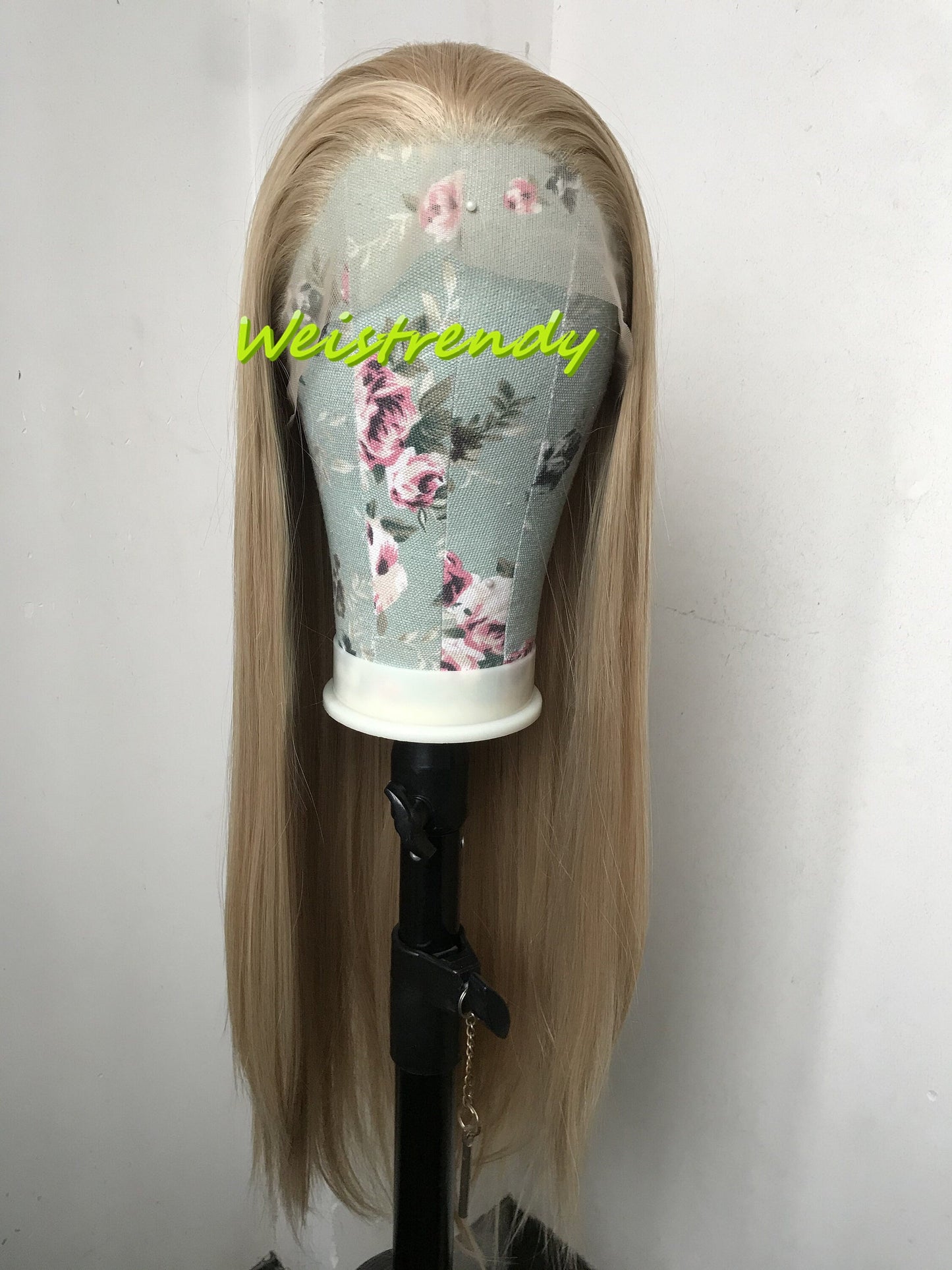 Ash Blonde 28in Long Straight Hair Premium Synthetic Lace Front Wig Multi Parting