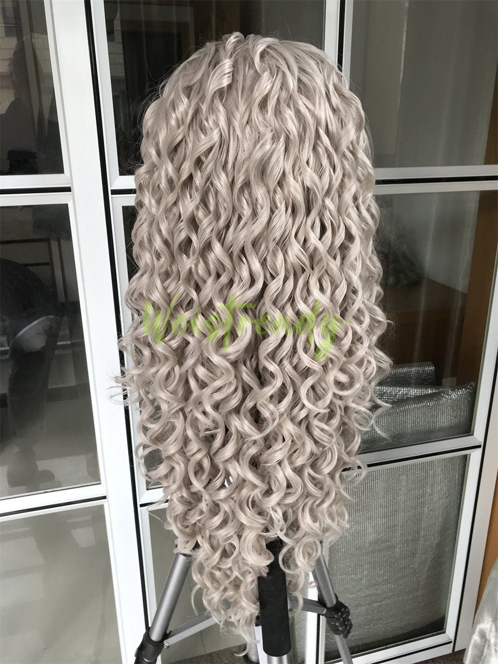 Ash Blonde Long Ring Curls Wigs Premium Synthetic Fibre Heat Safe Glueless Lace Frontal Wig