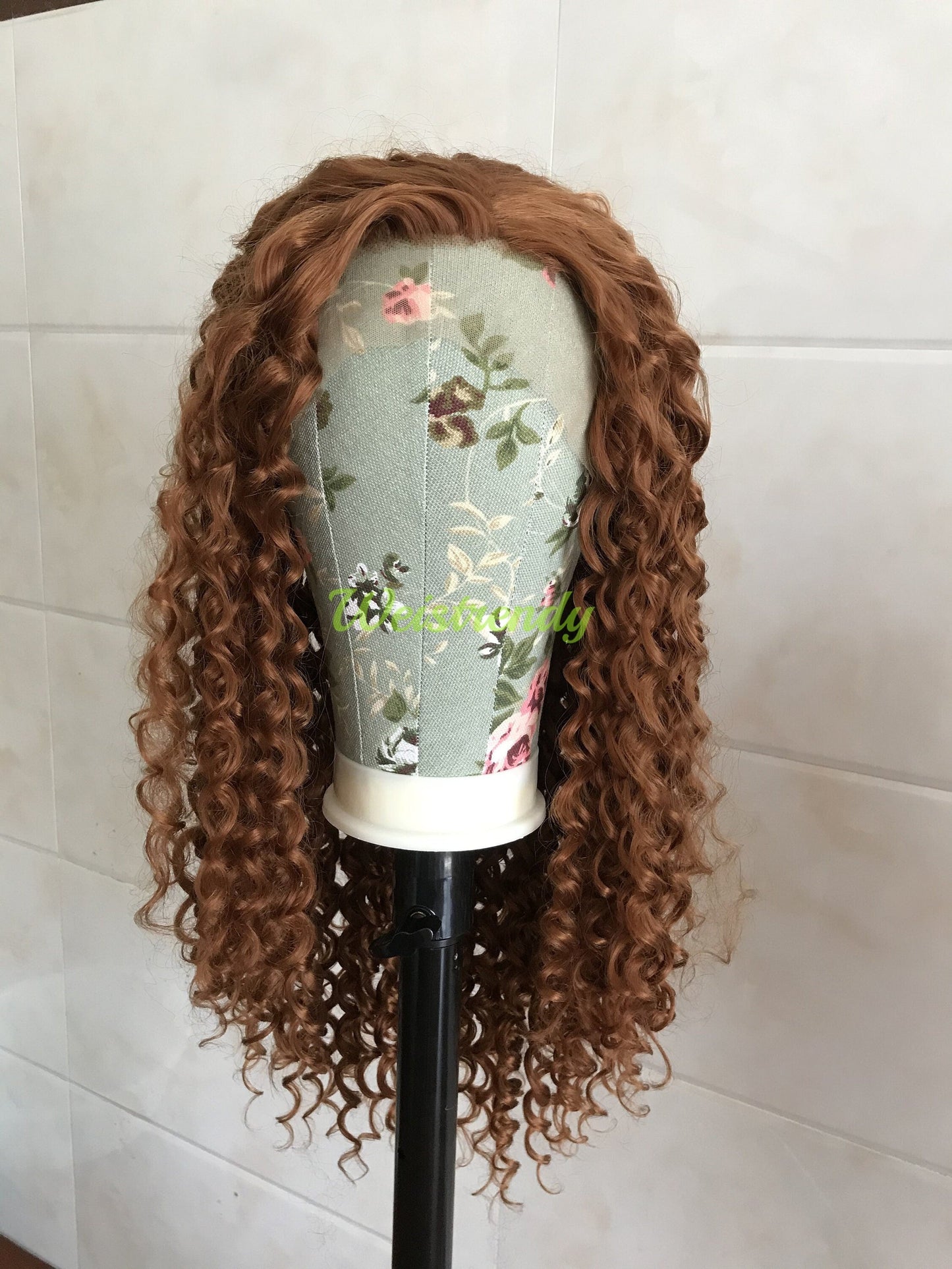 Copper Brown Long Afro Curls Wigs Premium Synthetic Fibre Heat Safe Glueless Lace Frontal Wig