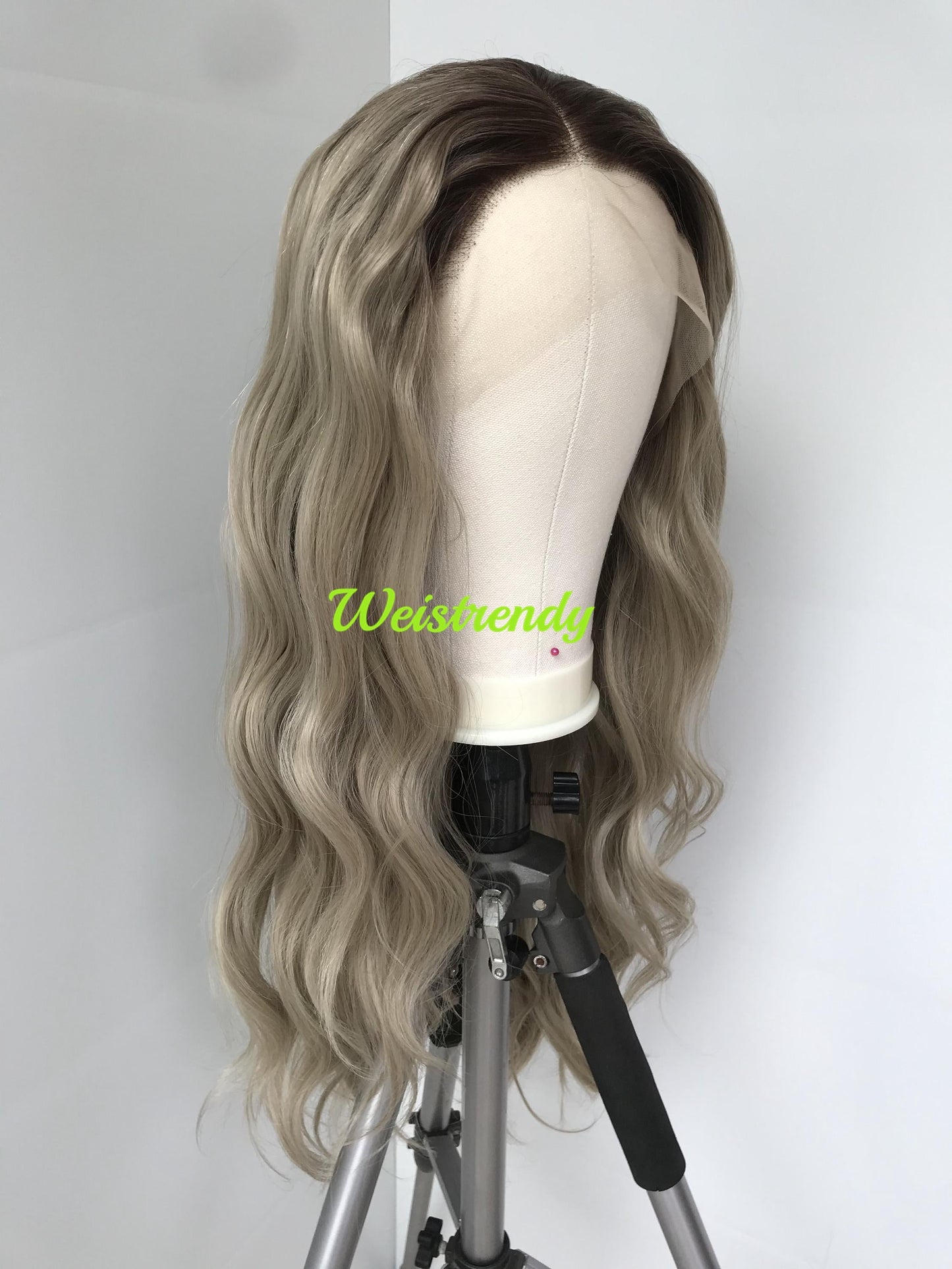 28in Realistic Rooted Ash Blonde | Light Blonde Long Wavy Hair Premium Synthetic Lace Front Wig Heat Friendly